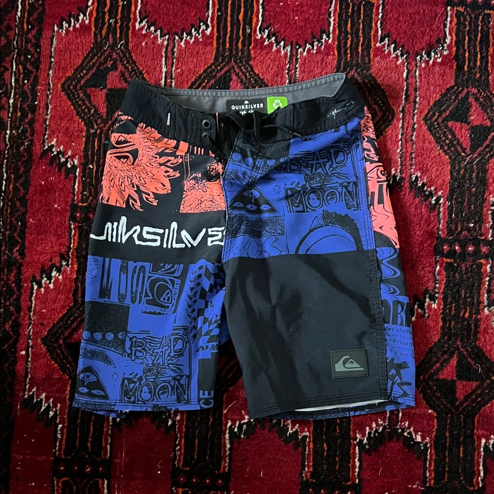 Quiksilver Red and Blue Graphic Board Shorts